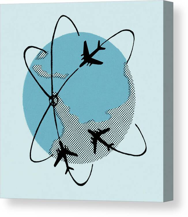 Air Travel Canvas Print featuring the drawing Global Air Travel by CSA Images
