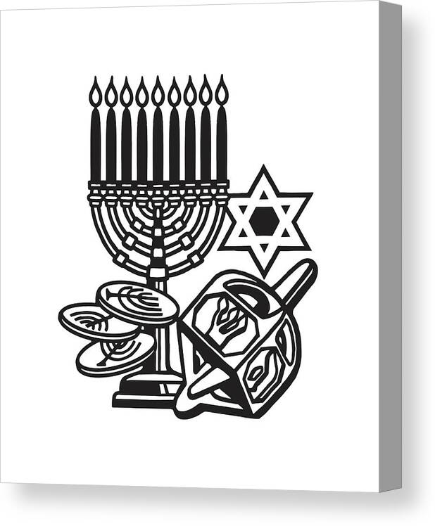 Archive Canvas Print featuring the drawing Jewish Objects by CSA Images