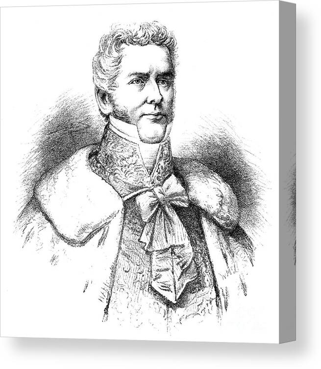 Engraving Canvas Print featuring the drawing Lord Melbourne, British Statesman by Print Collector