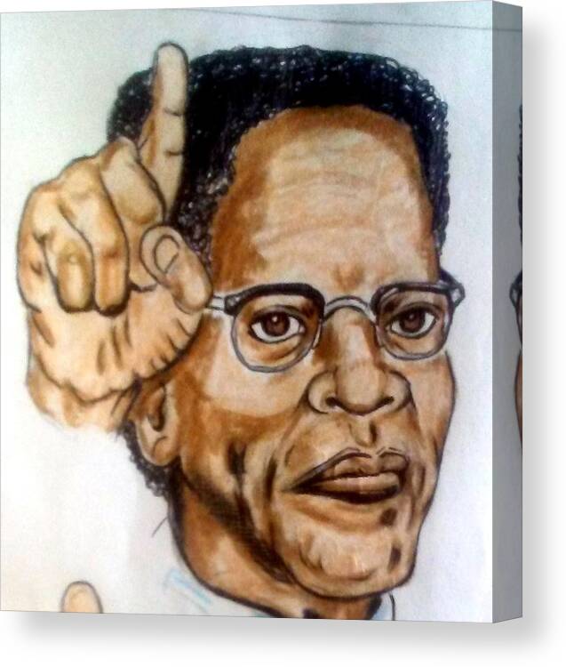 Blak Art Canvas Print featuring the drawing Malcolm X by Joedee