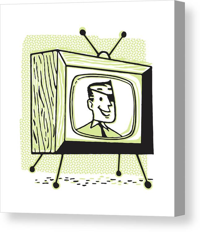 Actor Canvas Print featuring the drawing Man with Eye Patch on Television by CSA Images