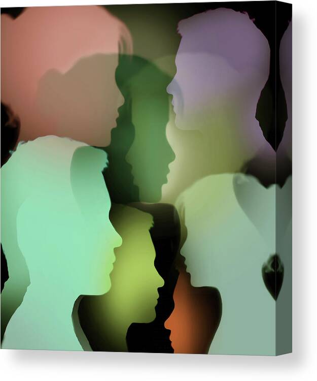 20-25 Years Canvas Print featuring the photograph Multiple Overlapping Profiles Of Young by Ikon Images