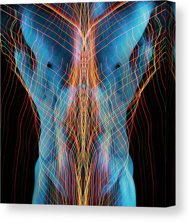 Torso Canvas Print featuring the photograph Nude Male Digital Composite by John Lund