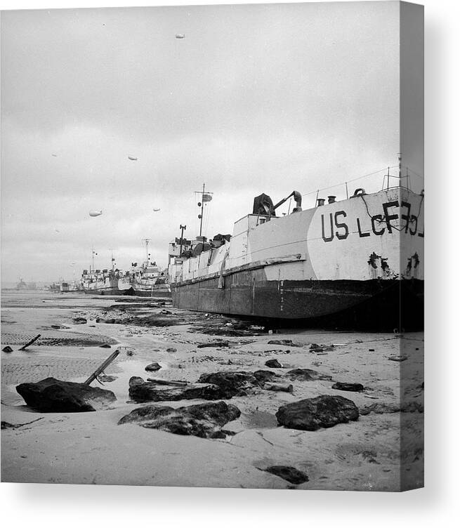 Invasion Canvas Print featuring the photograph Omaha Beach by Frank Scherschel