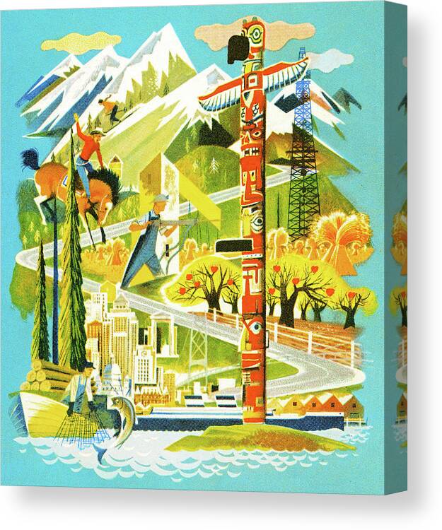 Adventure Canvas Print featuring the drawing Pacific Northwest Collage by CSA Images