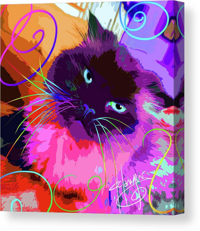 Dizzycats Canvas Print featuring the painting pOpCat Misha by DC Langer