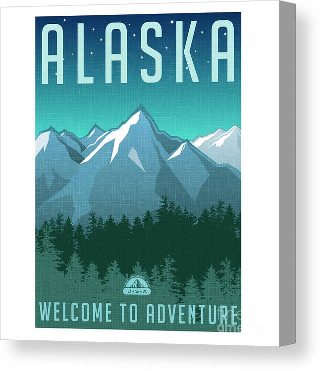 Forest Canvas Print featuring the digital art Retro Style Travel Poster Or Sticker by Teddyandmia