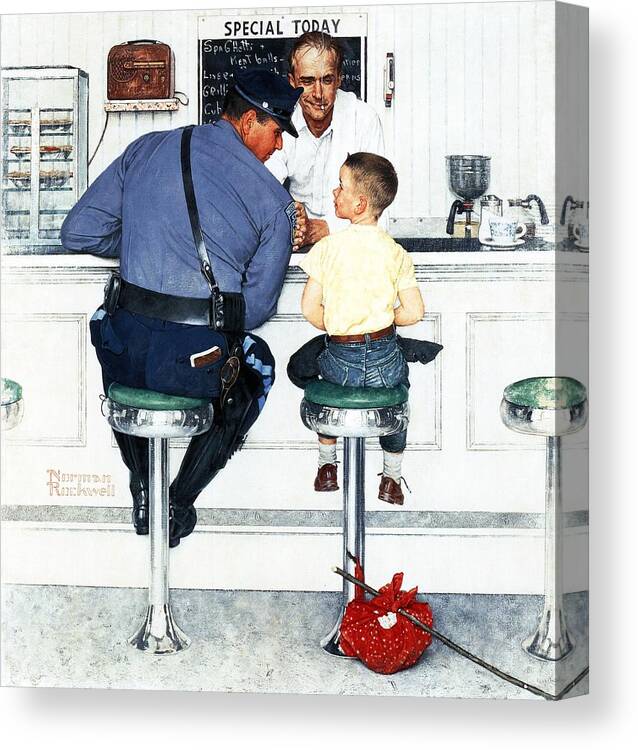 Boy Canvas Print featuring the painting Runaway by Norman Rockwell