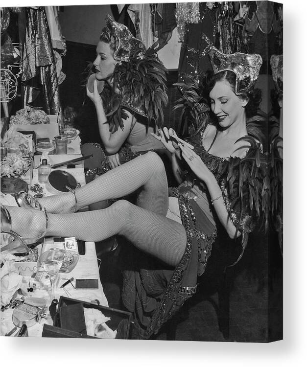 People Canvas Print featuring the photograph Showgirls Backstage by Graphic House