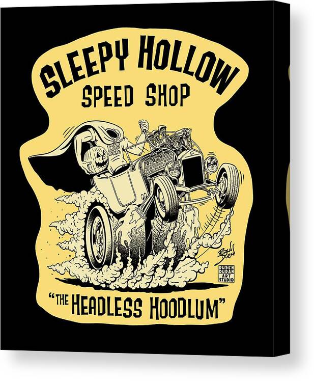 Hot Rod Canvas Print featuring the digital art Sleepy Hollow Speed Shop Vintage by Ruben Duran