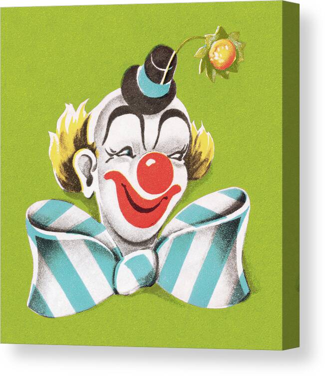 Accessories Canvas Print featuring the drawing Smiling Clown Wearing Big Bow by CSA Images