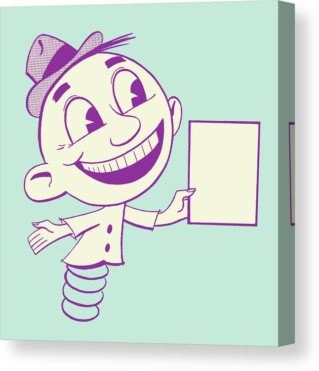 Accessories Canvas Print featuring the drawing Spring Man Holding a Blank Piece of Paper by CSA Images