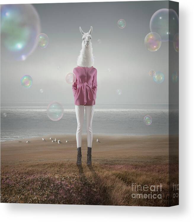 Art Canvas Print featuring the photograph Surreal Portrait Of White Lama Girl by Vizerskaya