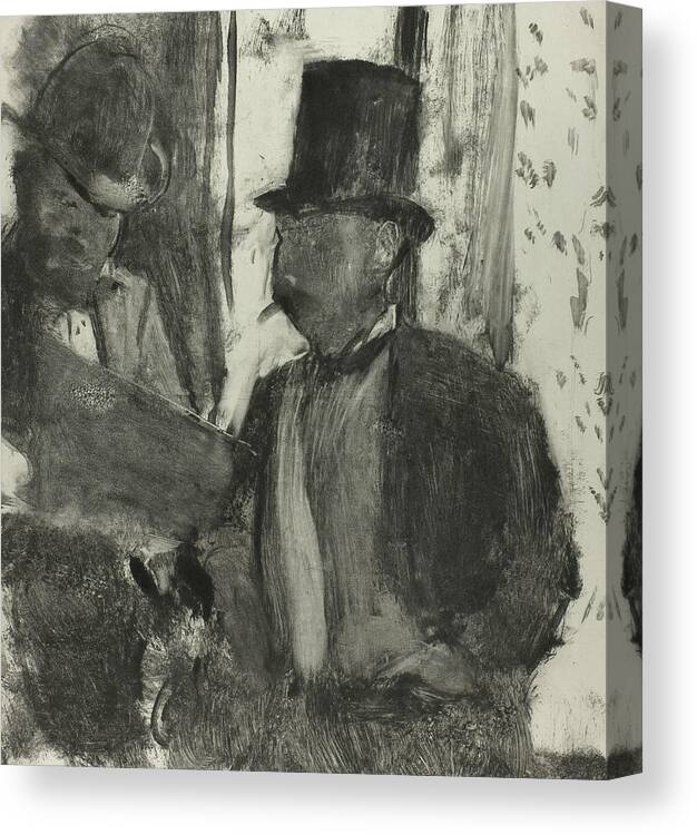 19th Century Art Canvas Print featuring the relief The Two Connoisseurs by Edgar Degas