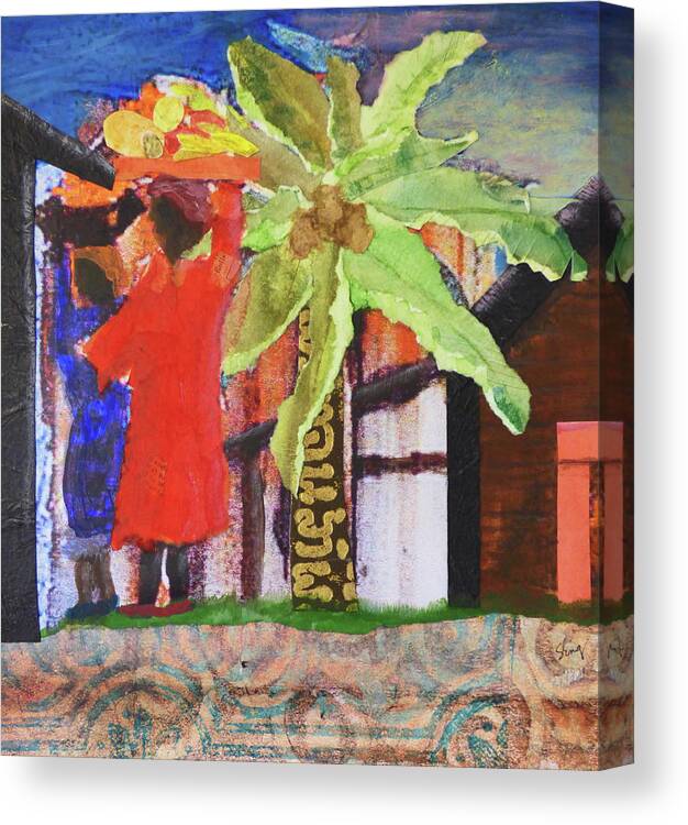 Mixed Media Canvas Print featuring the mixed media To Market II by Sharon Williams Eng