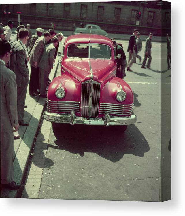 Human Interest Canvas Print featuring the photograph ZIS-110 Parked On Street by Hank Walker