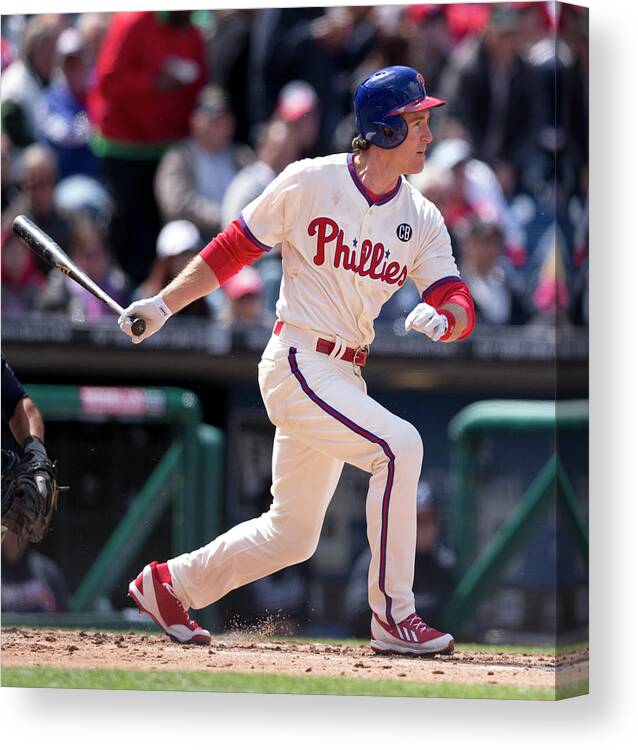 Citizens Bank Park Canvas Print featuring the photograph Chase Utley by Mitchell Leff