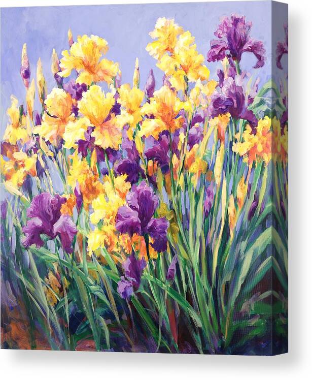 Nature Canvas Print featuring the painting Monet's Iris Garden #1 by Laurie Snow Hein