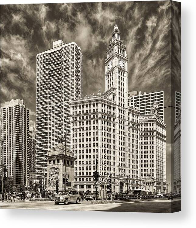 Chicago Canvas Print featuring the photograph The Wrigley Building - Chicago #1 by Mountain Dreams