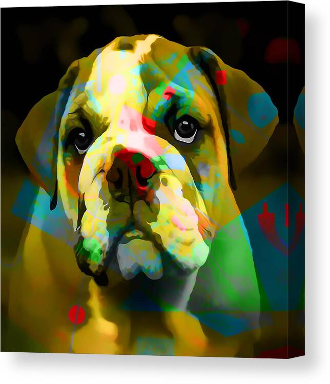 French Bulldog Canvas Print featuring the mixed media Bulldog #5 by Marvin Blaine