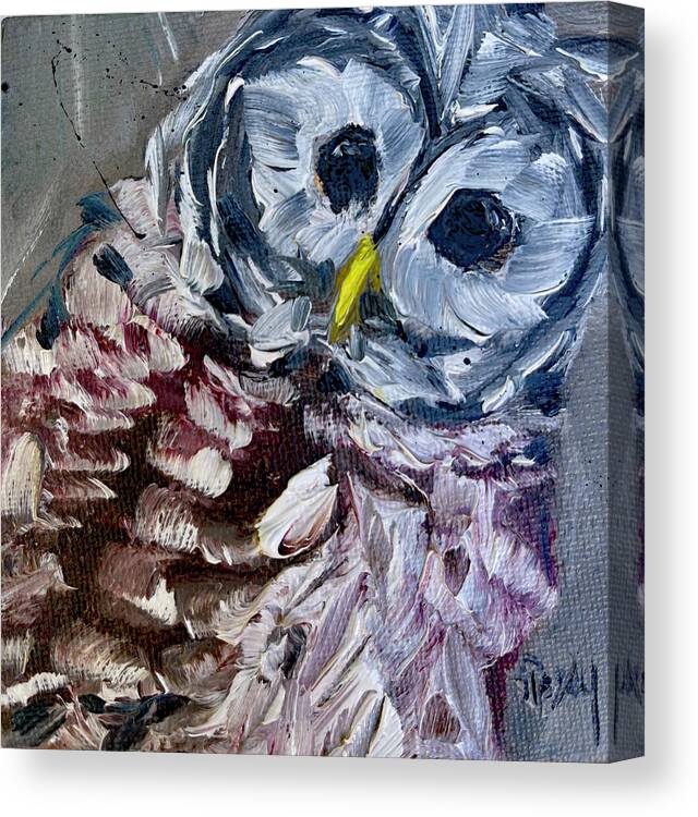 Barred Owl Canvas Print featuring the painting Baby Barred Owl by Roxy Rich