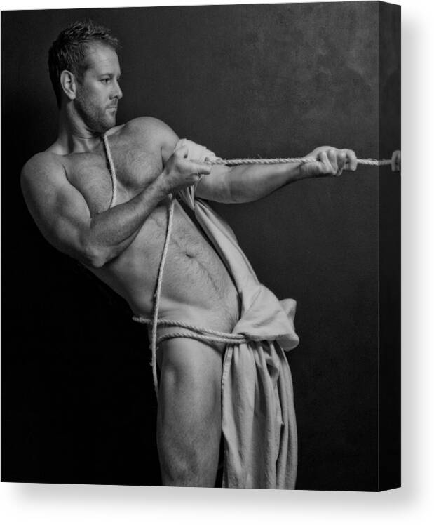 Male Canvas Print featuring the photograph Bill with Ropes 2 by Dave Milstead