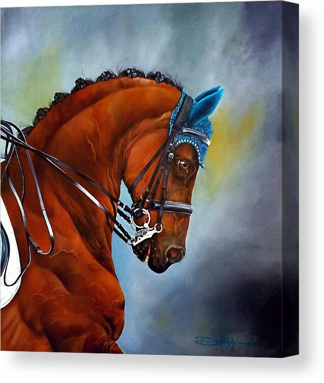 Horse Canvas Print featuring the painting Blue Bonnette Deux by Dana Newman