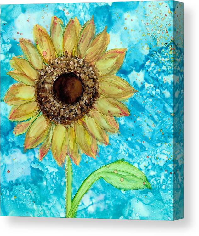 Sunflower Canvas Print featuring the painting Brushed Sunflower No.1 by Kimberly Deene Langlois