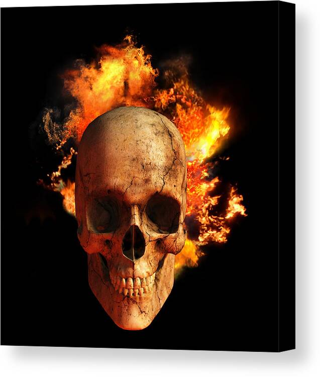 Flaming Skull Canvas Print featuring the digital art Flaming Skull by Daniel Eskridge