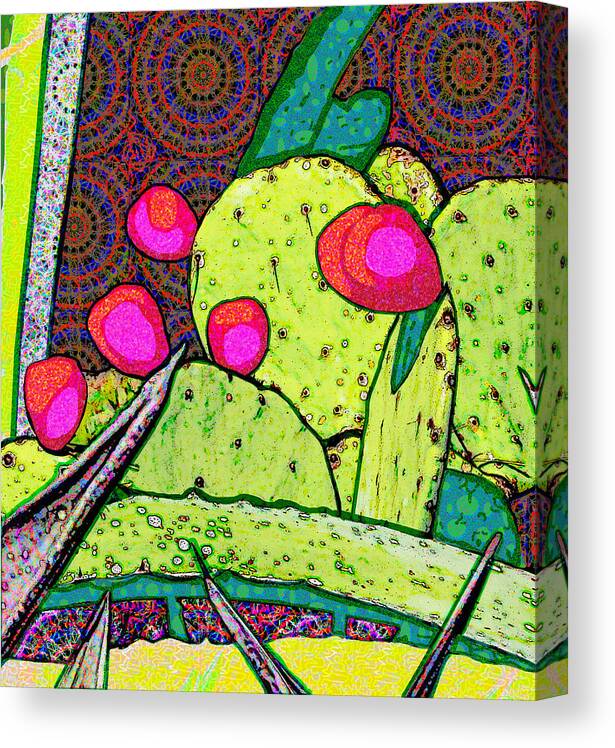 Retro Canvas Print featuring the digital art Funky Cactus by Rod Whyte