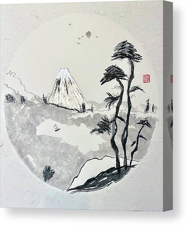 Landscape Canvas Print featuring the painting Guardians Dancing by Casey Shannon