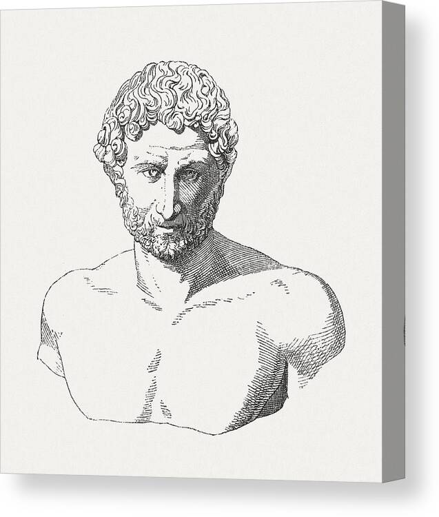 Ancient History Canvas Print featuring the drawing Hadrian (76-38 AD), Roman Emperor, wood engraving, published in 1881 by Zu_09