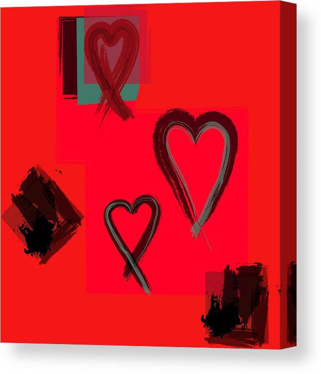 Nicholas Brendon Canvas Print featuring the digital art Heart On You - Red Combo by Nicholas Brendon