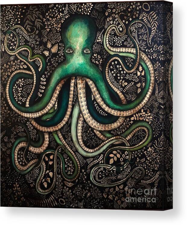 Octopus Canvas Print featuring the painting Her Name is Natasha by Chris Jeanguenat