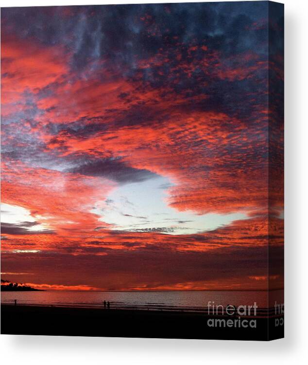 Scarlet Sunset Canvas Print featuring the photograph LaJolla02 by Mary Kobet