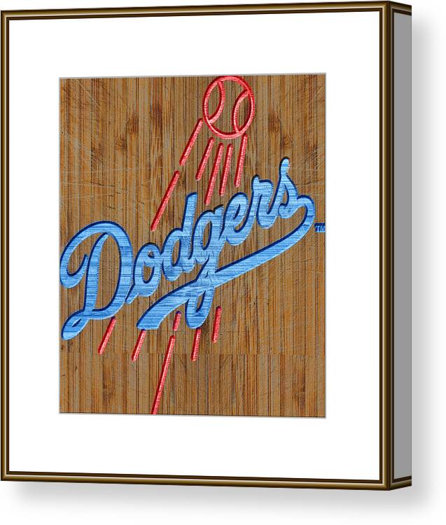 Los Angeles Dodgers Logo Carved on Wood Canvas Print / Canvas Art