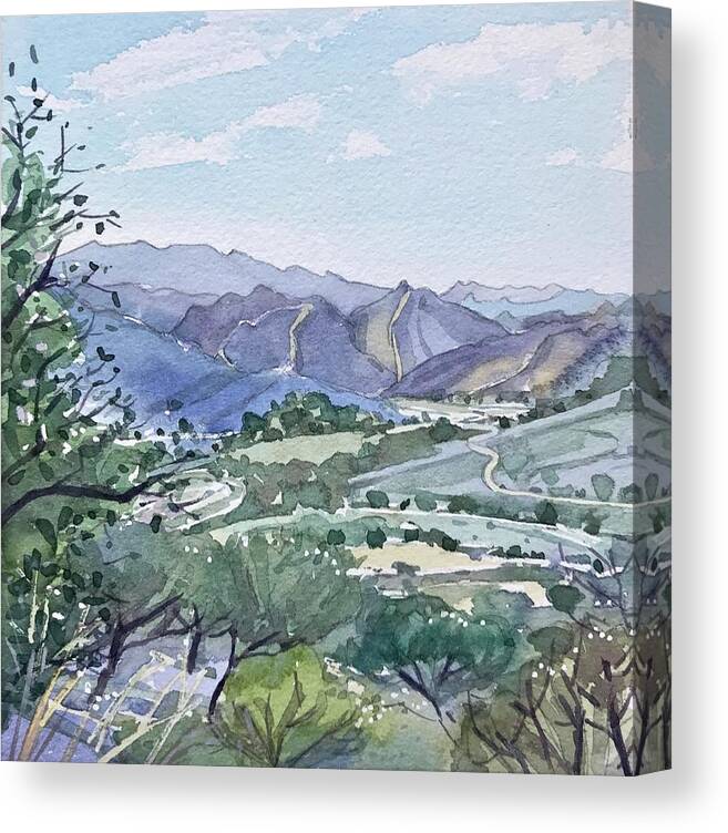#malibu Canvas Print featuring the painting Malibu Creek from Las Virgenes Valley by Luisa Millicent