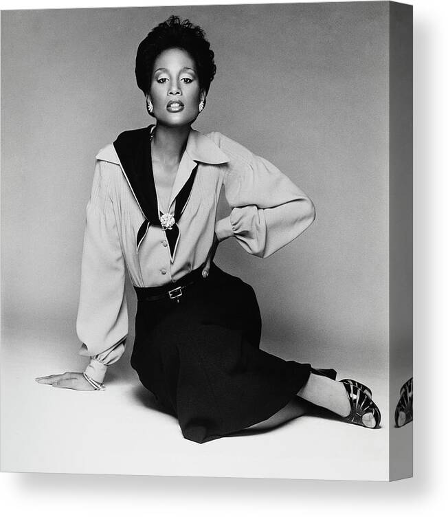 Accessories Canvas Print featuring the photograph Model Beverly Johnson Wearing A Donald Brooks Ensemble by Francesco Scavullo