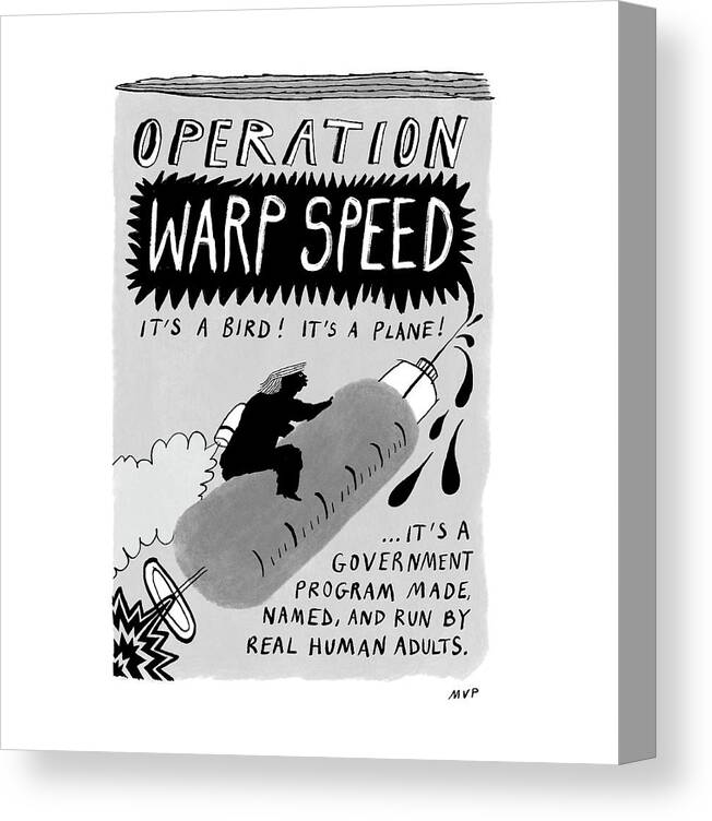 Captionless Canvas Print featuring the drawing Operation Warp Speed by Millie von Platen