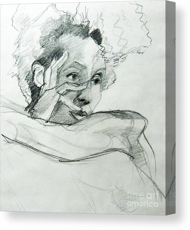Drawing Canvas Print featuring the painting Portrait drawing of an African-American woman by Greta Corens