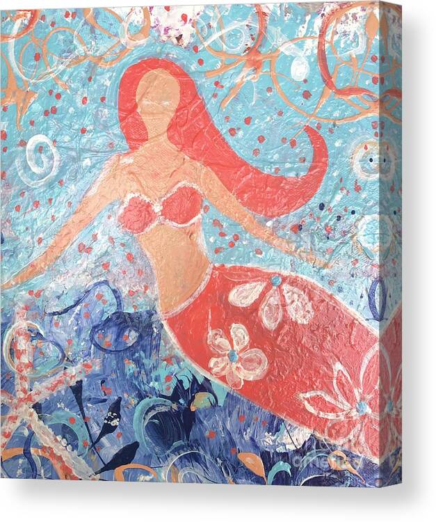 Sea Siren Canvas Print featuring the painting Sea Siren Close Up by Jacqui Hawk