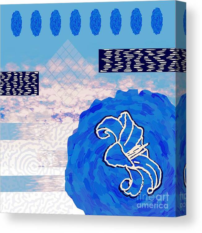 Sky Canvas Print featuring the digital art Sky Blue Motif Collage Pillow Designs for Home Decor by Delynn Addams