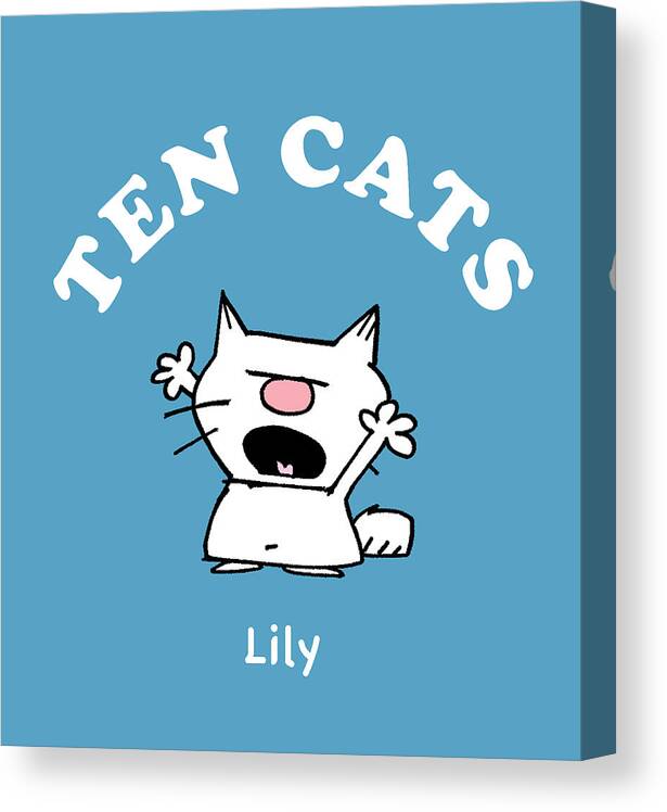 Ten Cats Comic Strip Canvas Print featuring the drawing TEN CATS - Lily by Graham Harrop
