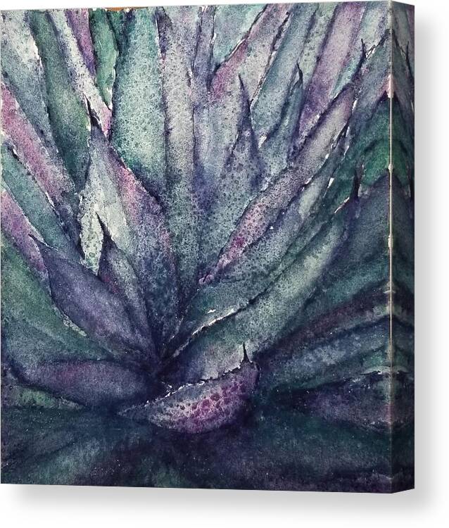 Agave Canvas Print featuring the painting Thorny on the Outside by Terry Ann Morris