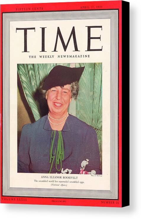 Nation Canvas Print featuring the photograph Eleanor Roosevelt - 1939 by Thomas D Mcavoy