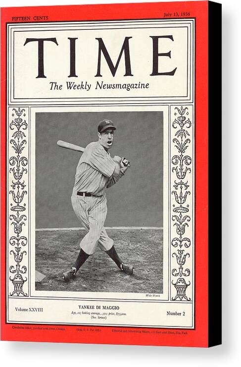 Yankees Canvas Print featuring the photograph Yankee Di Maggio - Joe DiMaggio 1936 by Wide World