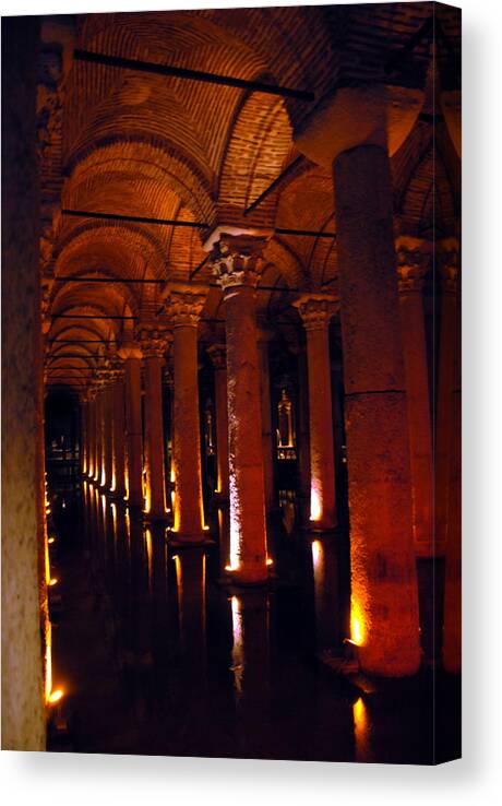 Basilica Cistern Canvas Print featuring the photograph Basilica Cistern by Jacqueline M Lewis