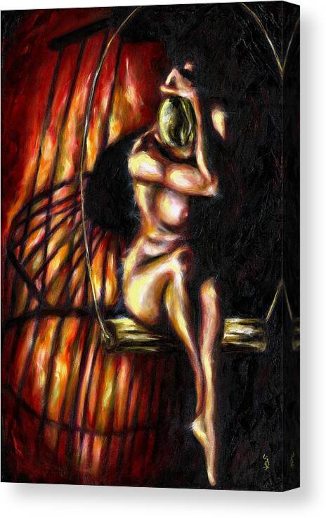 Nude Canvas Print featuring the painting Bird Cage #1 by Hiroko Sakai