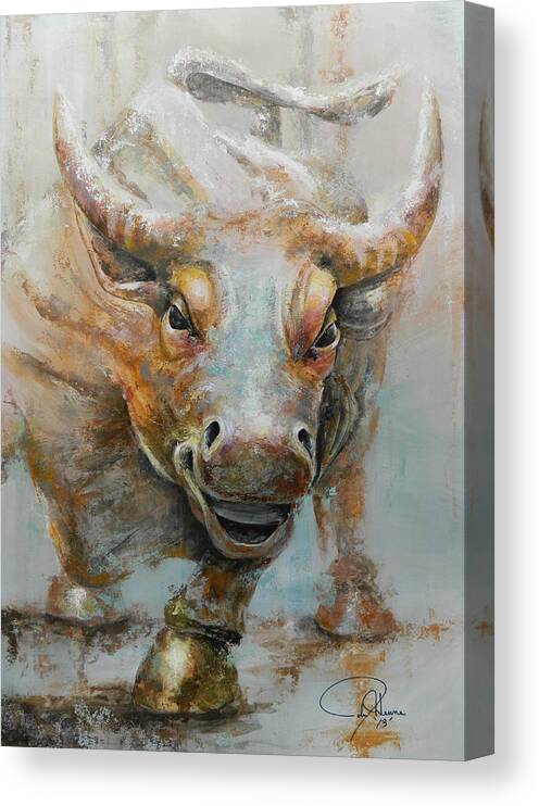 Financial Canvas Print featuring the painting Bull Market W Redo by John Henne