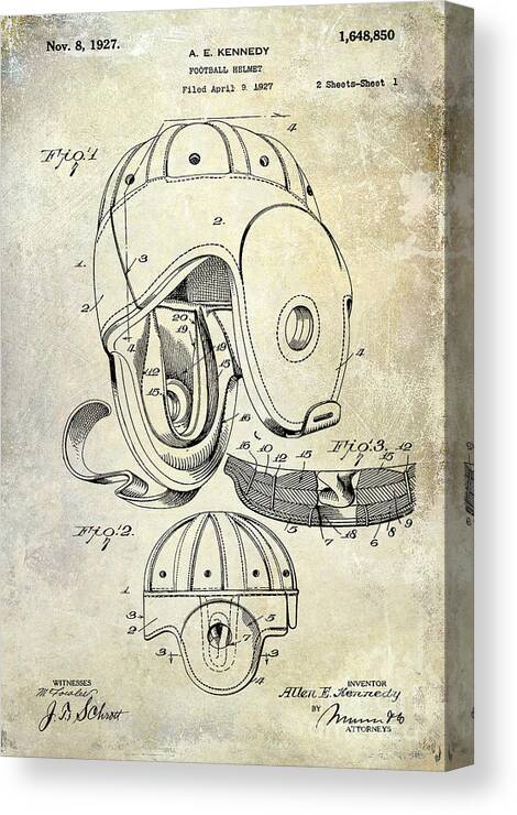 1927 Football Helmet Patent by Jon Neidert